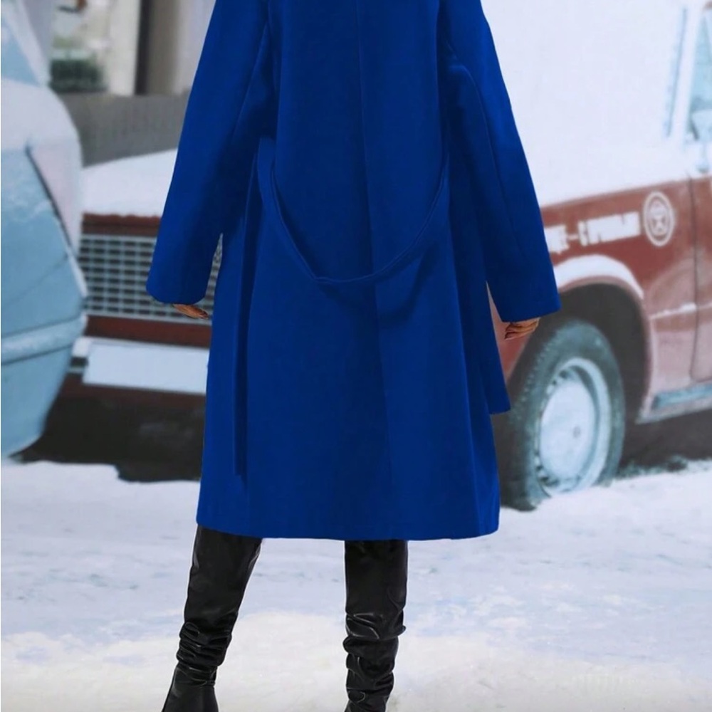 Stylish Blue Trench Coat - Picture 4 of 4